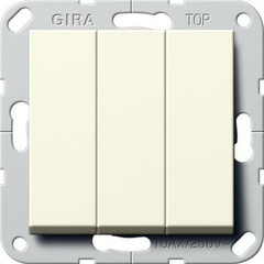Выключатель трехклавишный Gira System 55 10A 250V британский стандарт кремовый глянцевый 283001